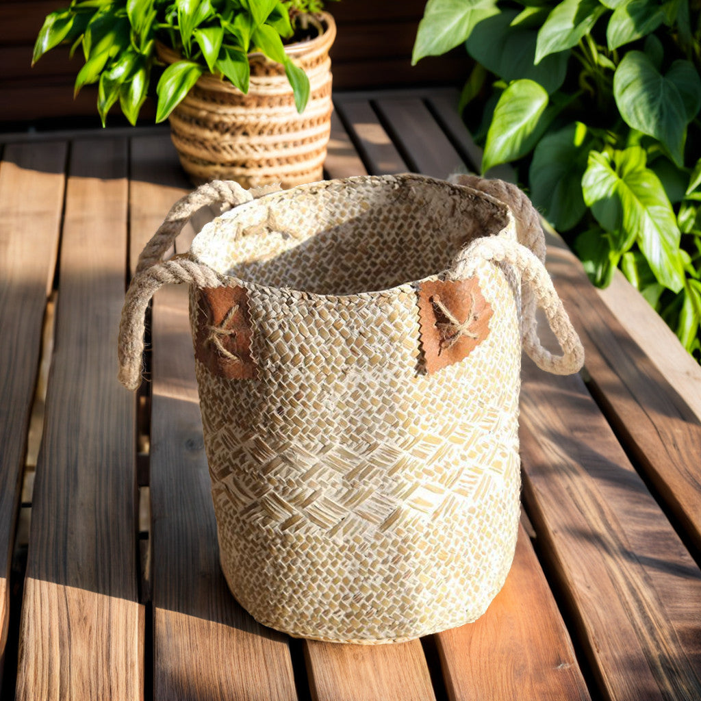 Natural Straw Woven Basket