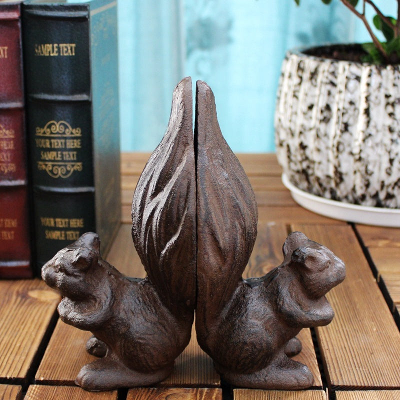 Vintage Cast Iron Squirrel Bookends – Set of 2