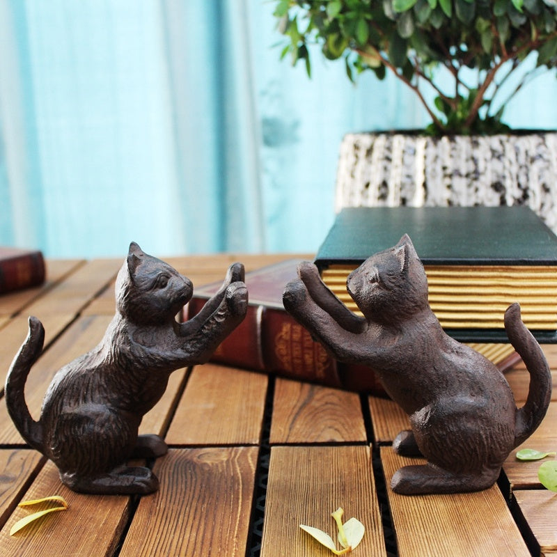 Vintage Cast Iron Cat Bookends – Set of 2