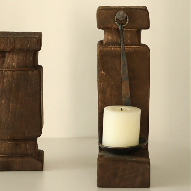 Heritage Iron & Wood Candle Holder