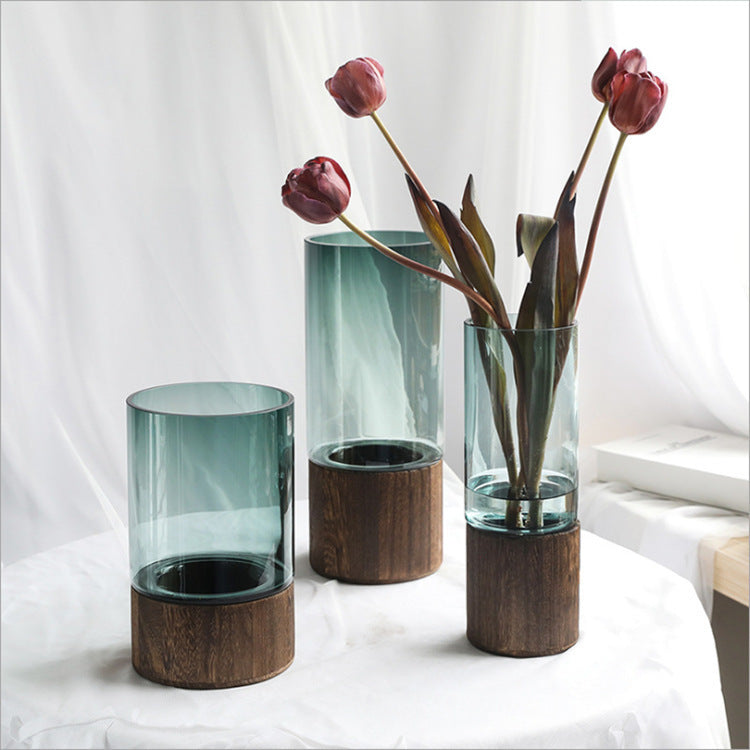 Glass & Wood Vase Collection