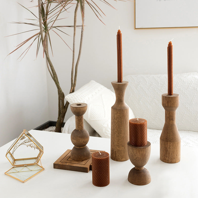 Hand-Turned Wood Candle Holders