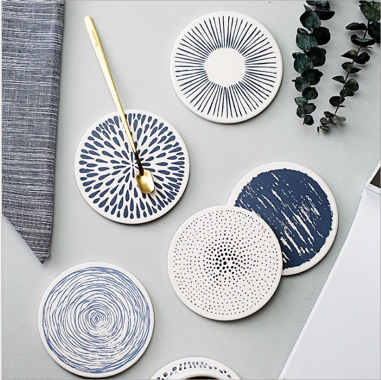 Japanese-Style Diatomite Coaster Set – Set of 6