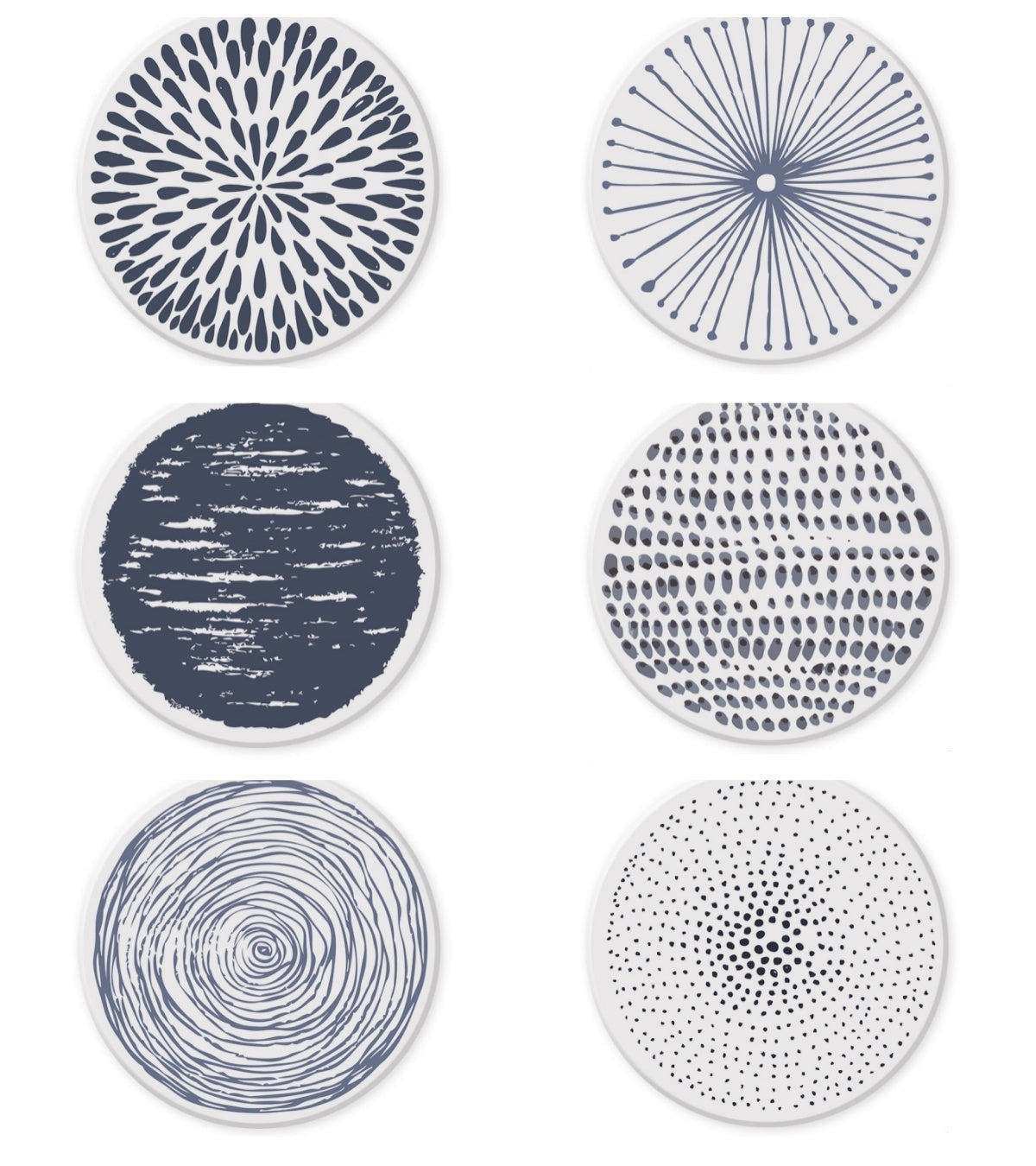Japanese-Style Diatomite Coaster Set – Set of 6