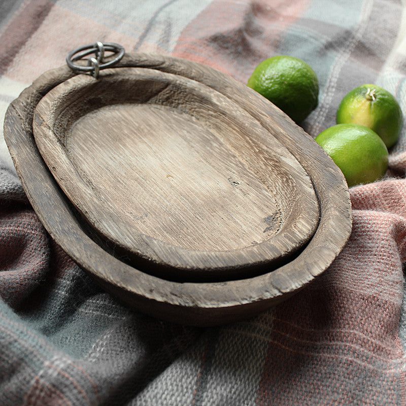 Rustic Wood Trays with Iron Ring