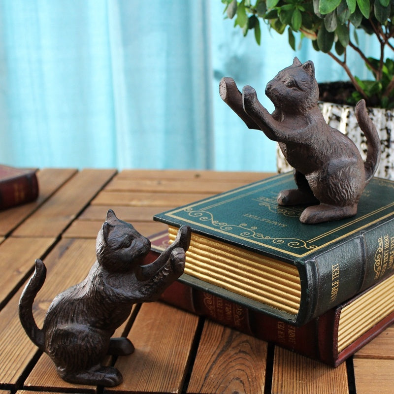 Vintage Cast Iron Cat Bookends – Set of 2