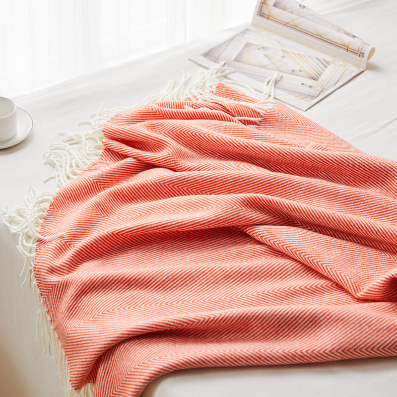 Herringbone Fringed Blanket