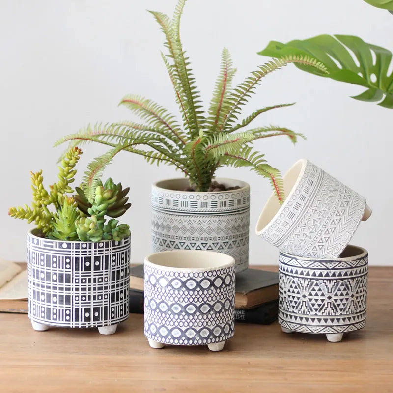 Patterned Ceramic Plant Pots