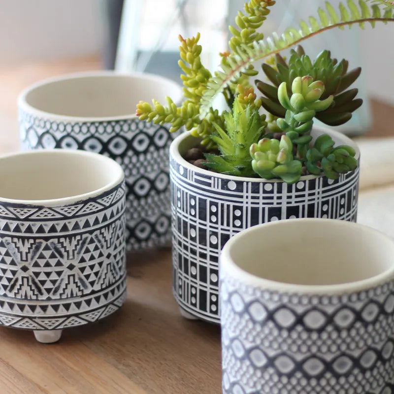 Patterned Ceramic Plant Pots