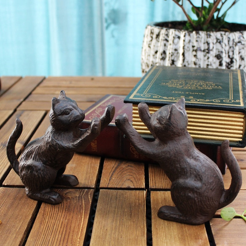 Vintage Cast Iron Cat Bookends – Set of 2