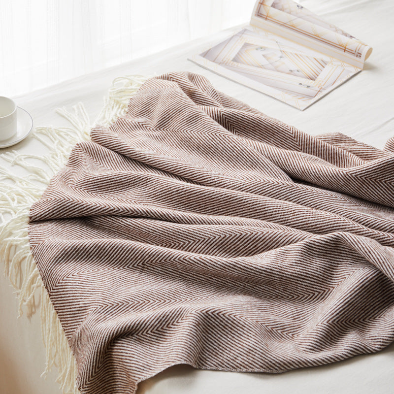 Herringbone Fringed Blanket